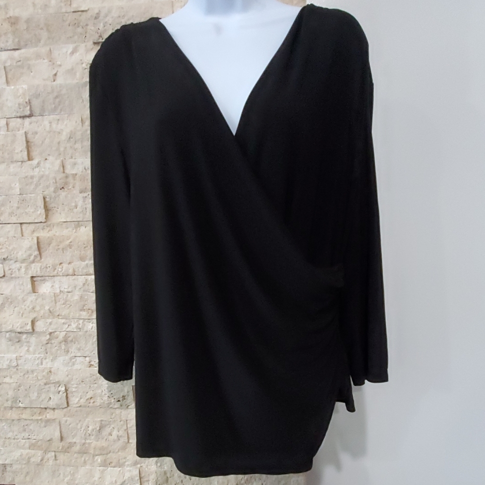 Taheri faux wrap black top blouse